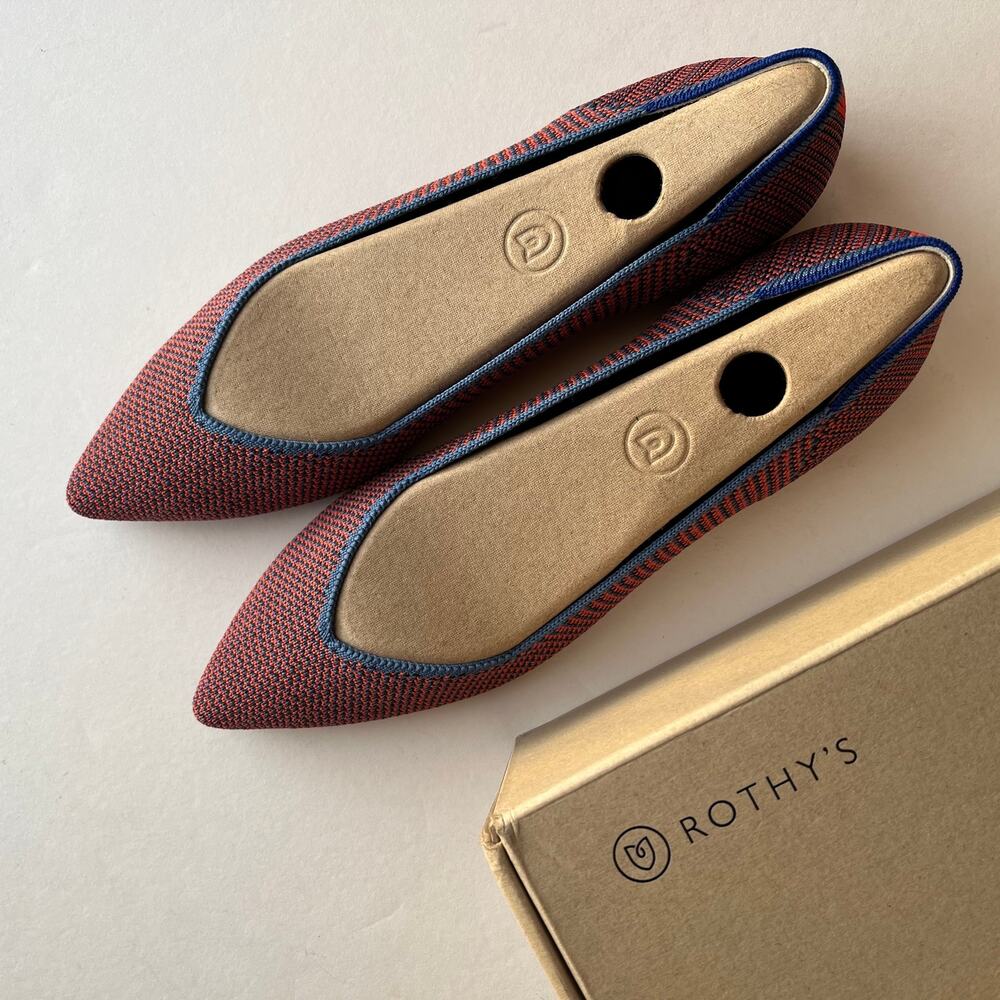 Rothy's The Point Flat in Tangerine Triple Stitch